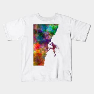 Climbing climber in watercolor Kids T-Shirt